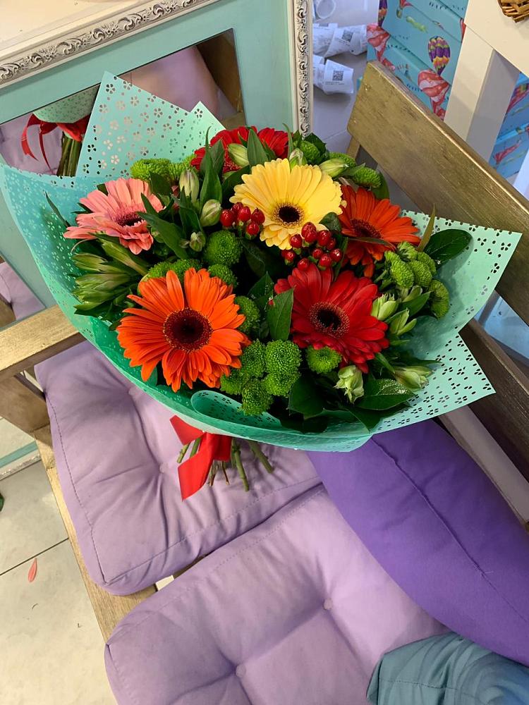 Букет цветов из: Герберы, Хризантемы и Альстромерии в Туже