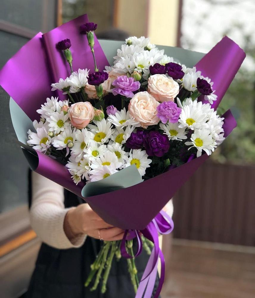 Букет цветов из: Хризантемы, Гвоздики и Розы в Туже