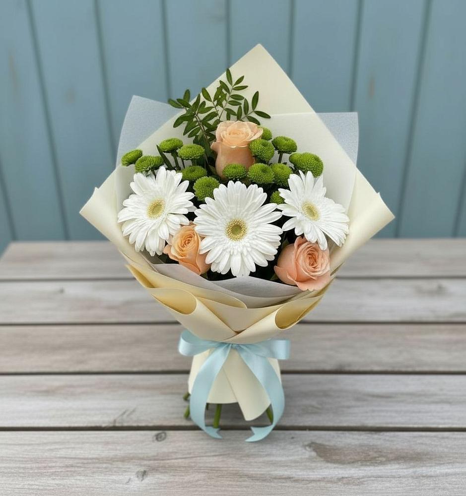 Букет цветов из: Герберы, Розы и Хризантемы в Туже