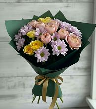 Букет цветов из:  Хризантемы и Розы #REPLACE_PRED# Туже