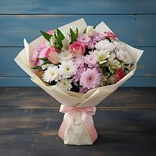 Букет цветов из:  Хризантемы, Альстромерии и Розы #REPLACE_PRED# Туже