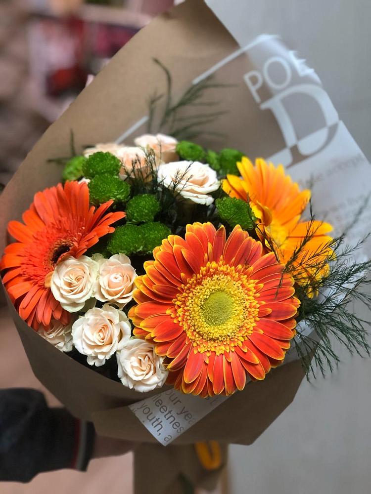 Букет цветов из: Герберы, Хризантемы и Розы в Туже
