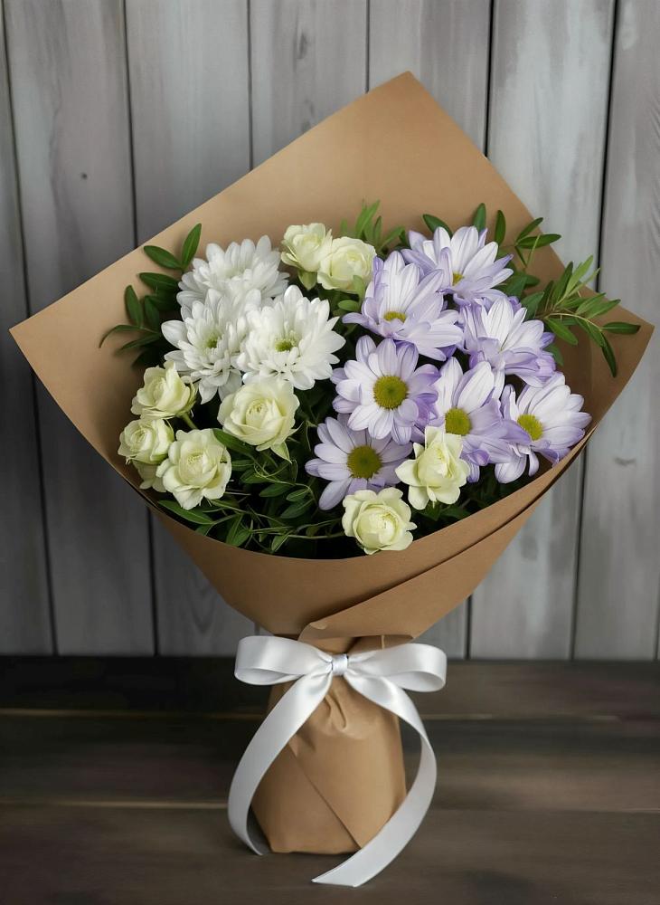 Букет цветов из: Хризантемы и Розы в Туже